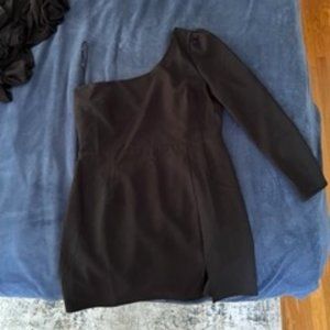 Black One Shoulder Long Sleeve Dress